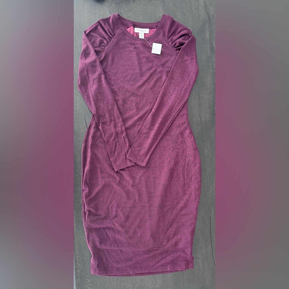 Motherhood Maternity Fitted Long-Sleeve Bodycon Dress - Burgundy